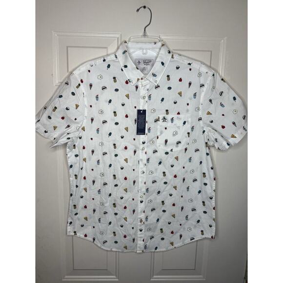 An Original Penguin By Munsingwear Short Sleeve Button Down Shirt Men’s Large - Picture 1 of 12